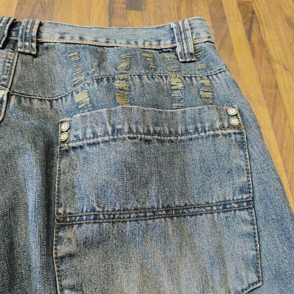 Phat Farm Denim Jeans Men's 32 x 33 Embroidered Logo Y2K Urban Hip Hop Brownish - Picture 14 of 14